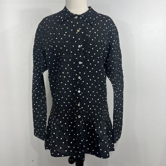 Yoshiki Hishinuma Vintage Black Polka Dot Blouse Size 2/Medium - Picture 1 of 9